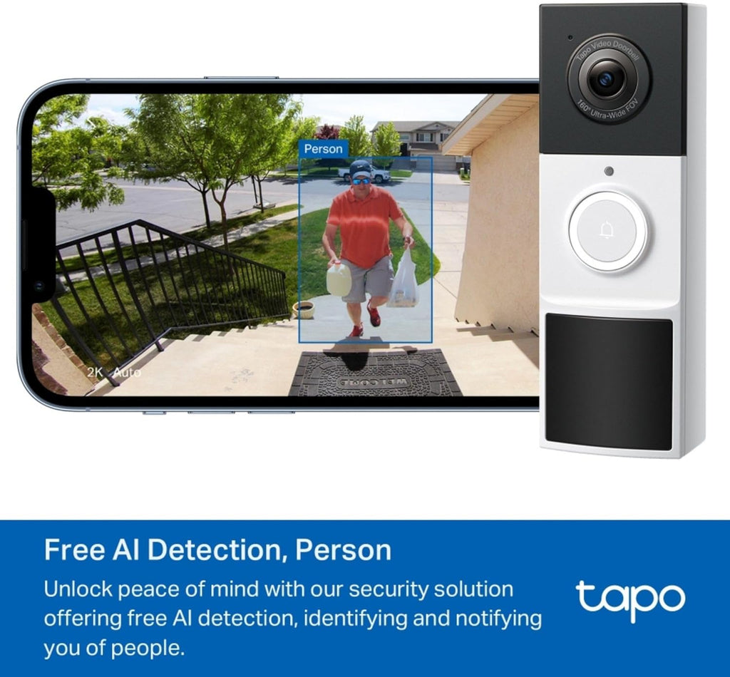 Tapo D210 Doorbell Camera Wireless 2K 3MP Ultra-Clear Doorbell Camera