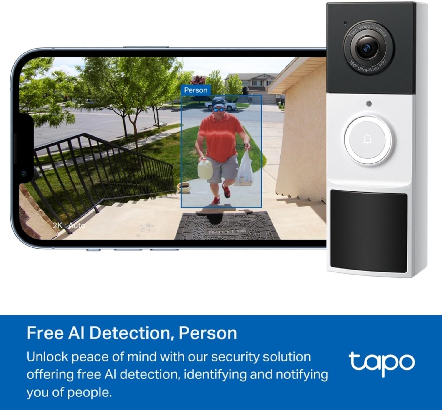 Tapo D210 Doorbell Camera Wireless 2K 3MP Ultra-Clear Doorbell Camera