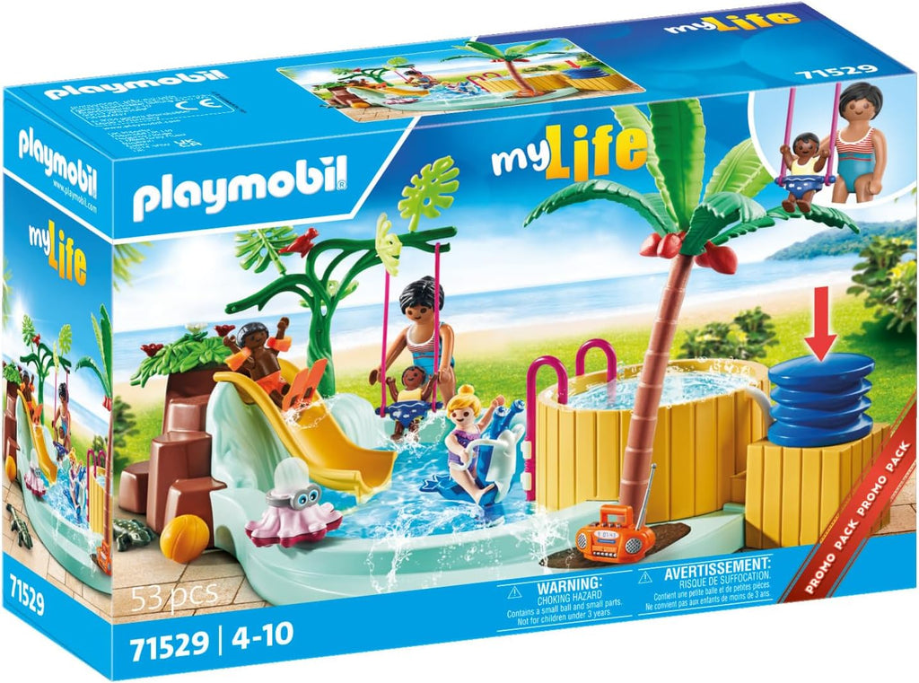PLAYMOBIL 71529 myLife Promo Pack: Children's pool with whirlpool, Water Fun In The Paddling Pool 4+