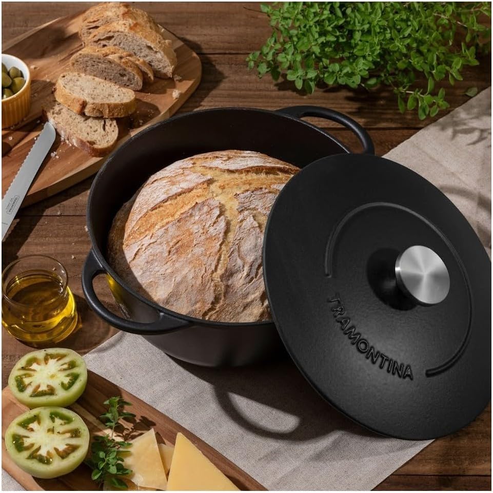 Tramontina Black Enamelled Cast Iron Casserole Dish 24cm