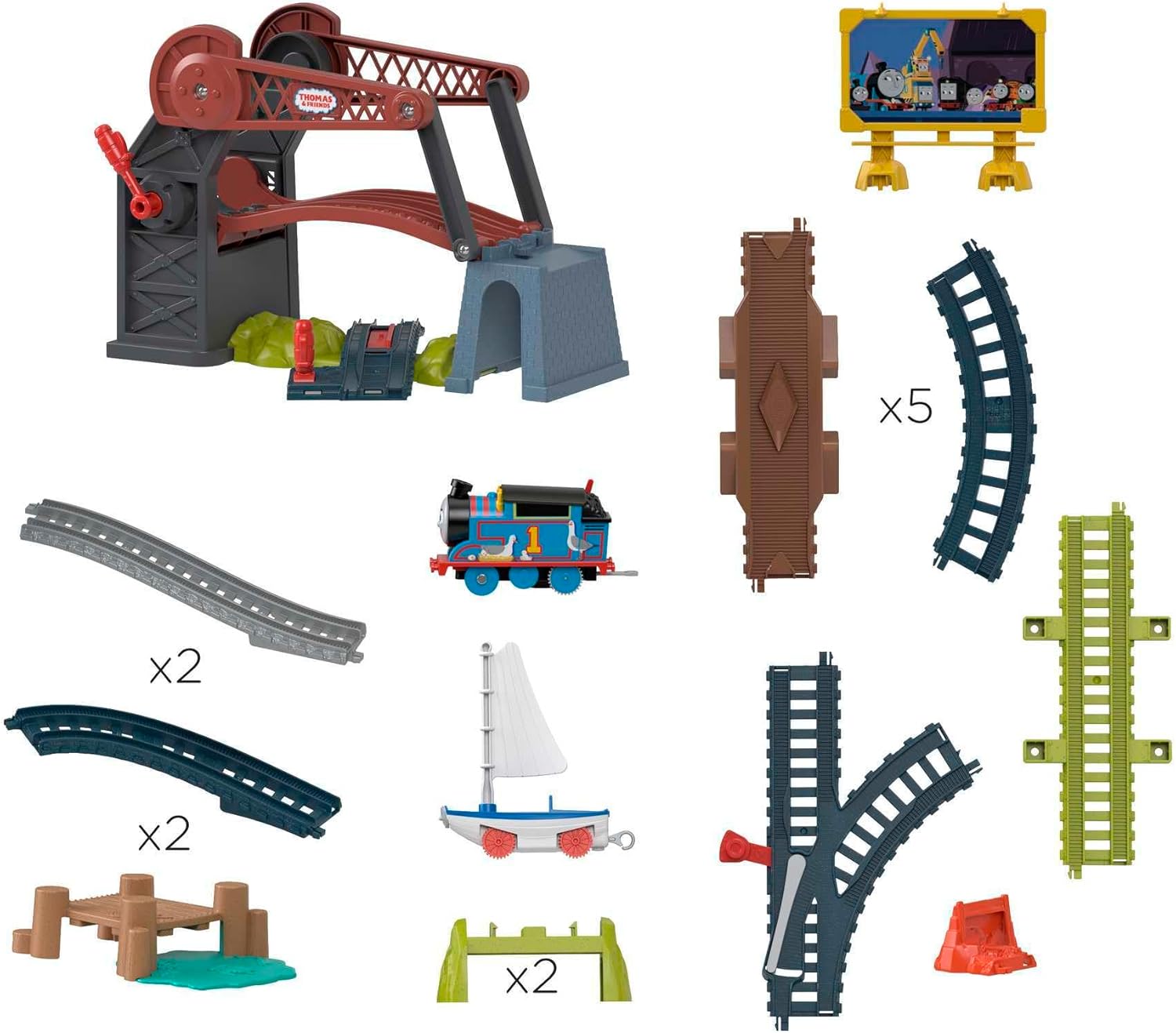 Thomas & Friends Bridge Lift Thomas & Skiff Train Set 3+