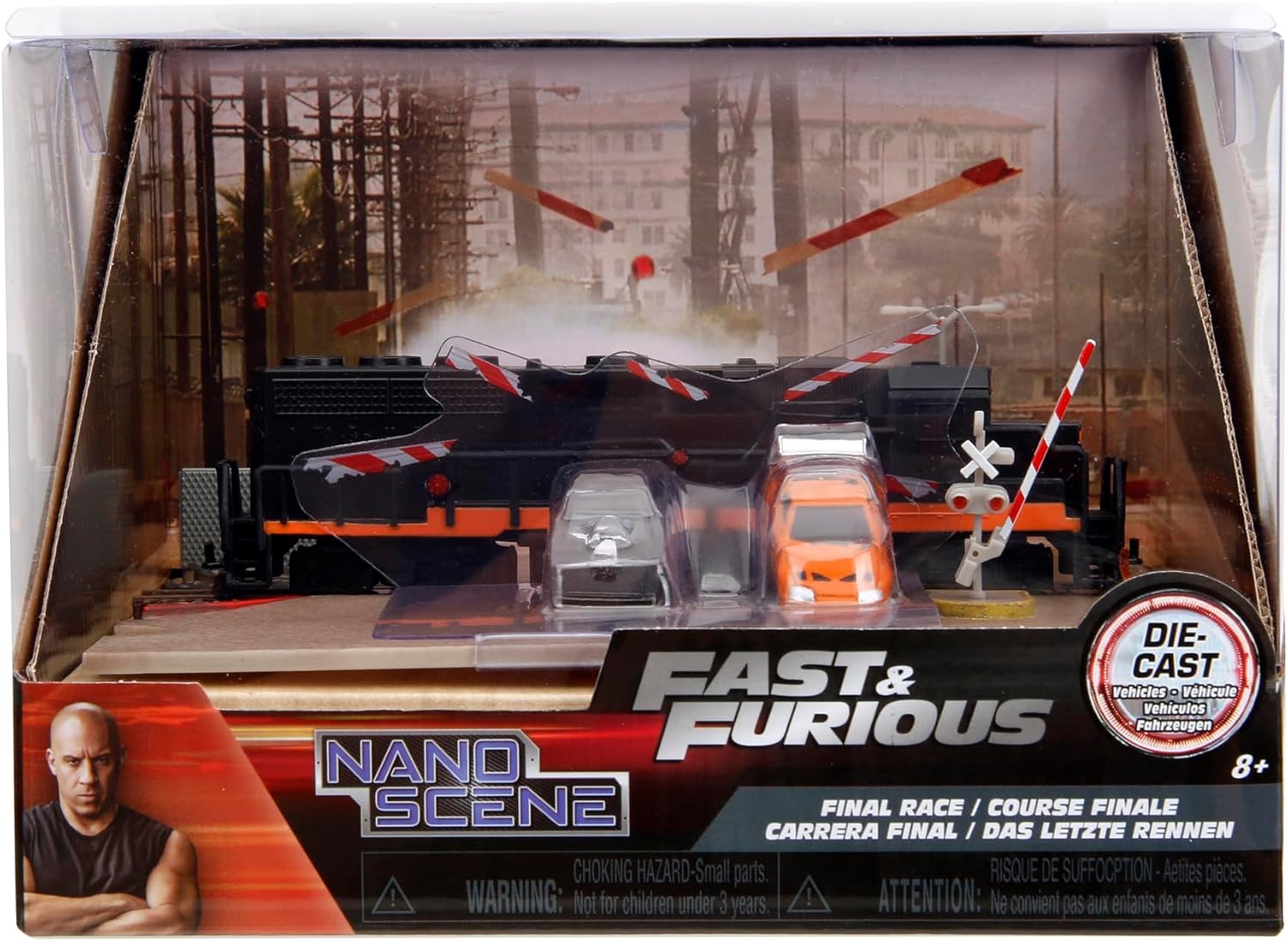Fast & Furious Final Race Train Nano Scene & 2 1.65" Die-Cast Cars
