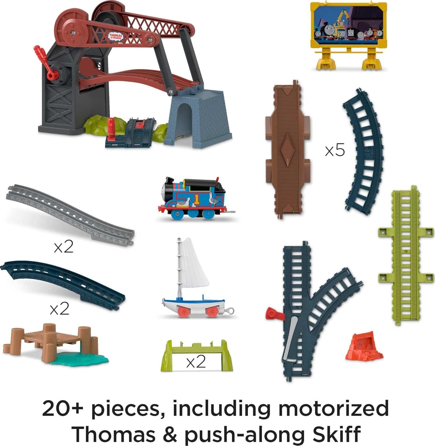 Thomas & Friends Bridge Lift Thomas & Skiff Train Set 3+
