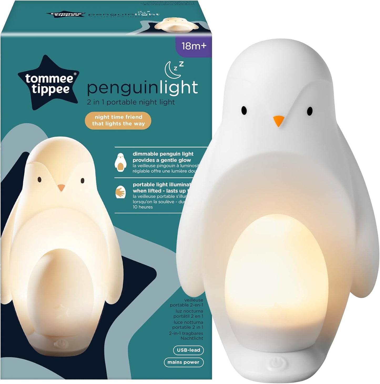 Tommee Tippee 2-In-1 Portable Penguin Night Light