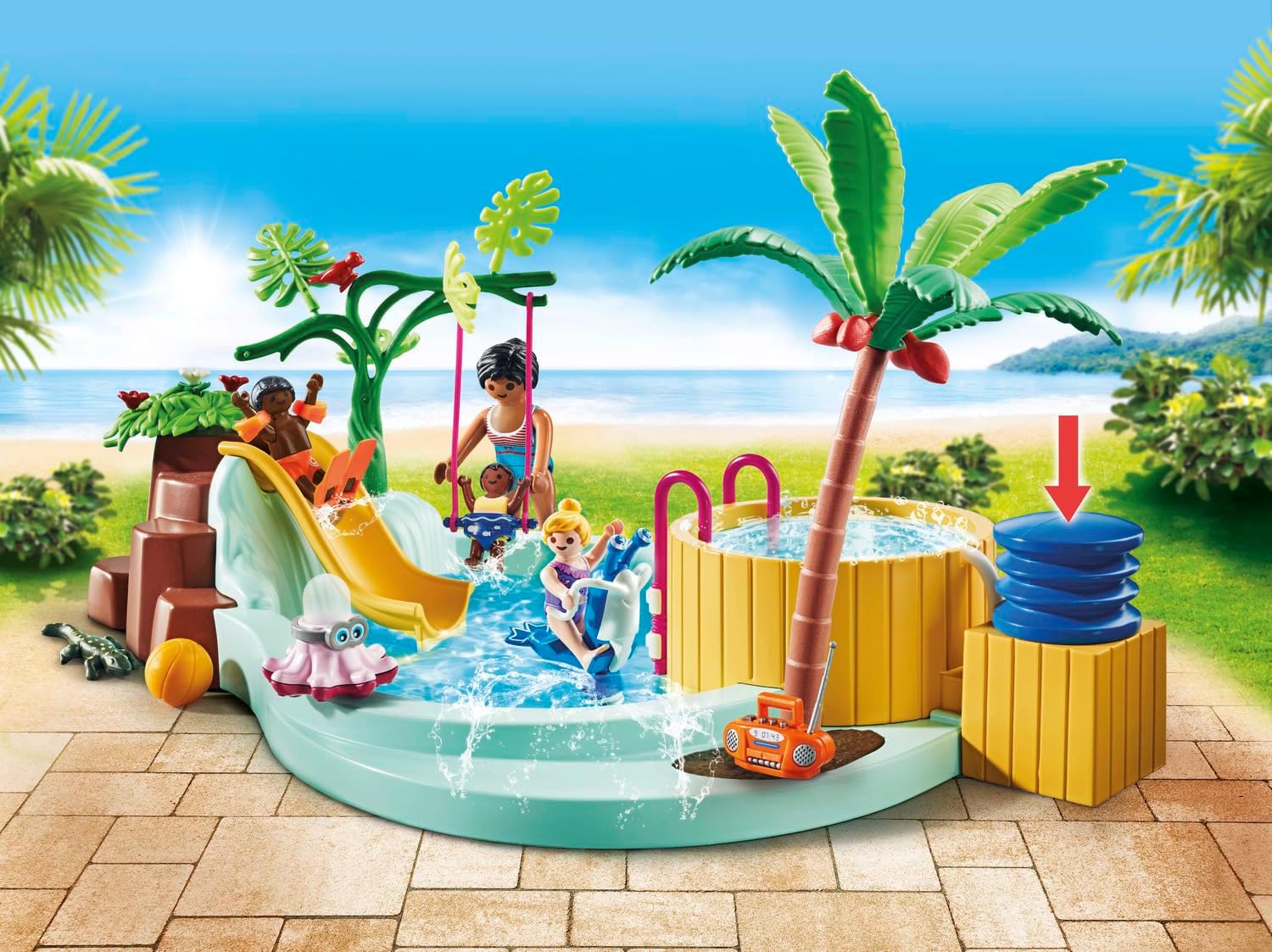 PLAYMOBIL 71529 myLife Promo Pack: Children's pool with whirlpool, Water Fun In The Paddling Pool 4+