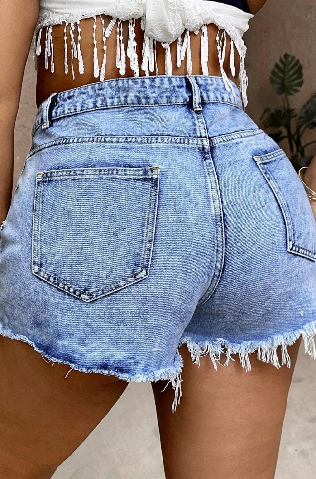 SHEIN Plus Ripped Raw Hem Denim Shorts Size 1XL