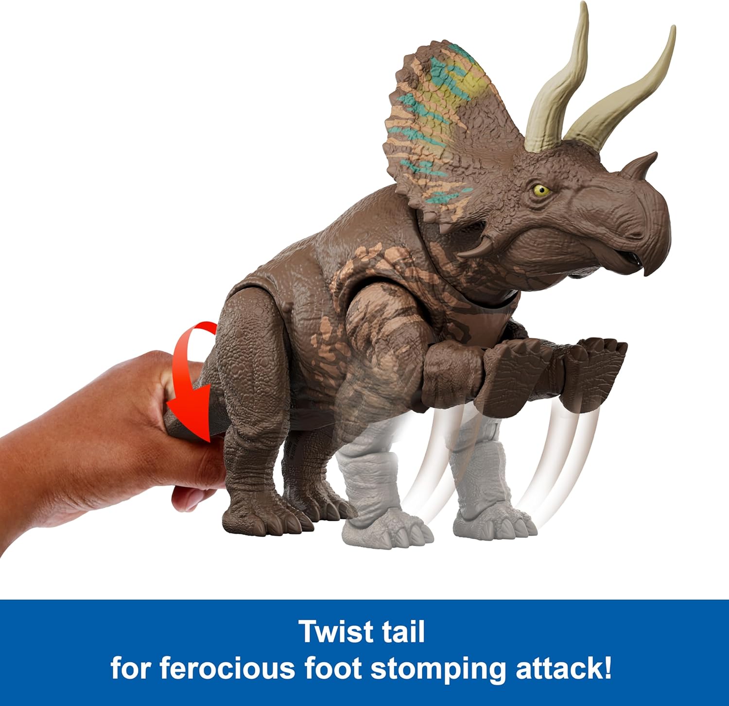 Mattel Jurassic World Rebirth Gigantic Thrashers Eotriceratops Dinosaur Figure Toy
