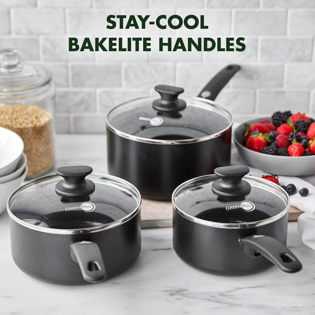 GreenPan Cambridge Healthy Ceramic Non-Stick 6 Piece Saucepan Set With Lids