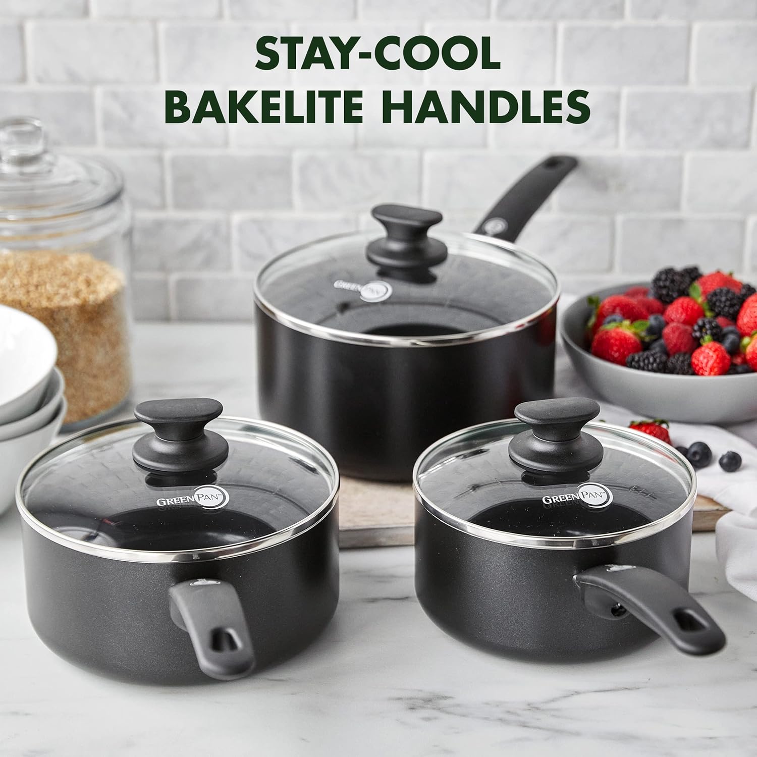 GreenPan Cambridge Healthy Ceramic Non-Stick 6 Piece Saucepan Set With Lids