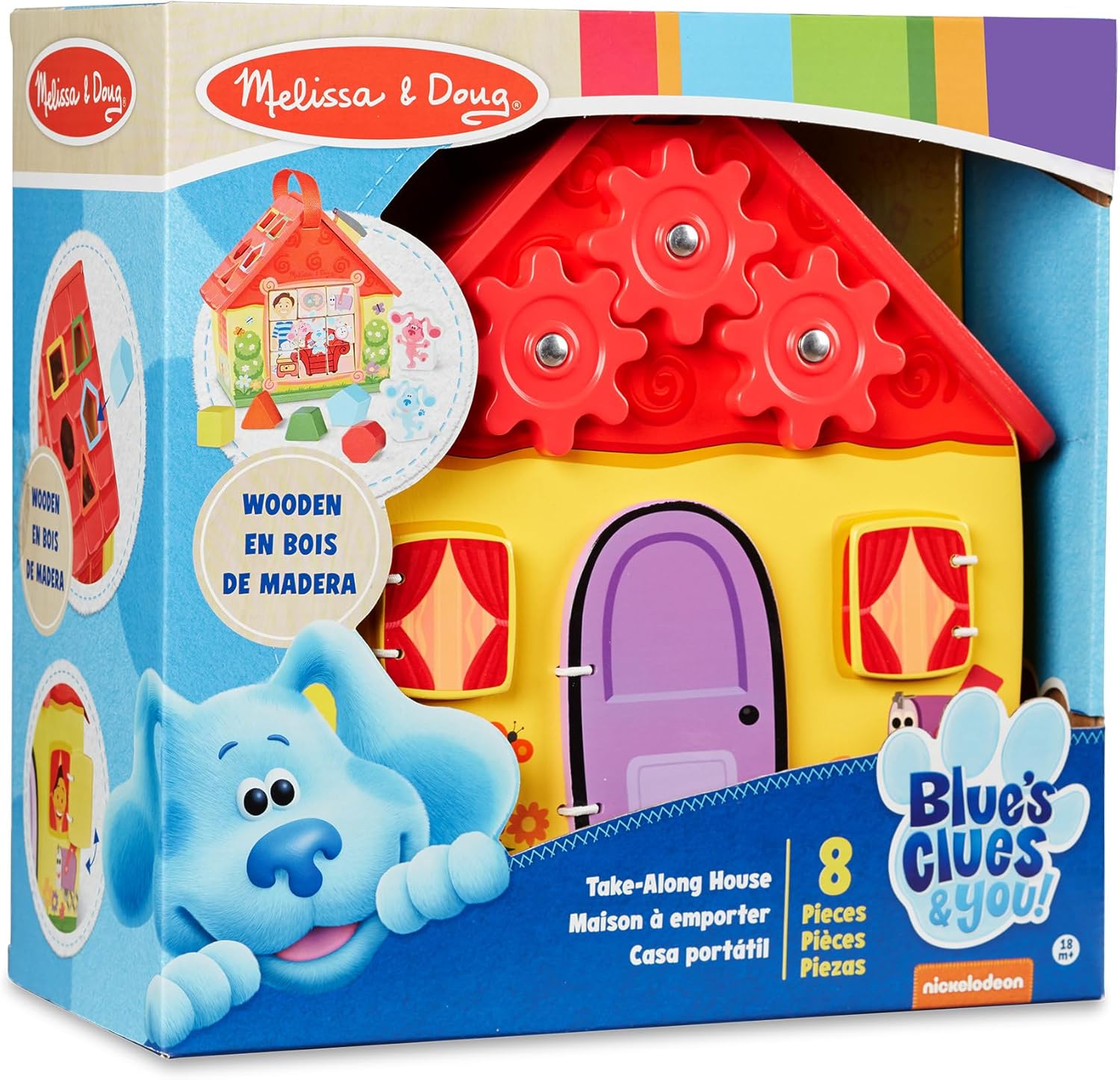 Melissa & Doug Blue's Clues & You! Wooden Take-Along House Shape Sorter 18m+