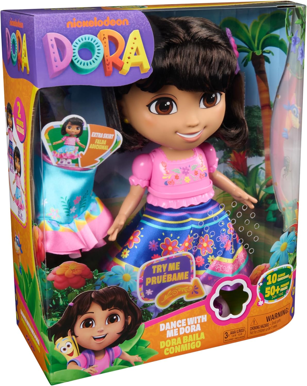 Dora, Dance with Me Dora, Interactive Dancing Doll with 2 Skirts 3+