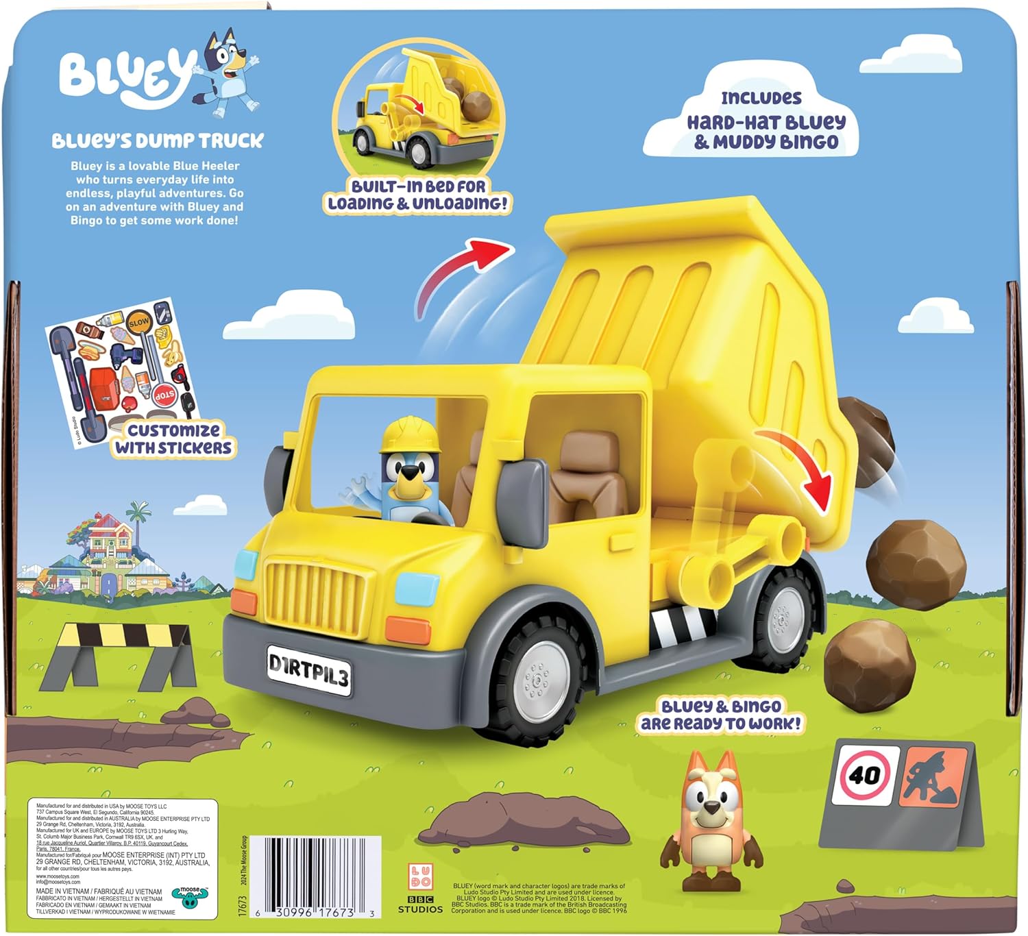 Bluey Dump Truck, With Load and Unload Feature