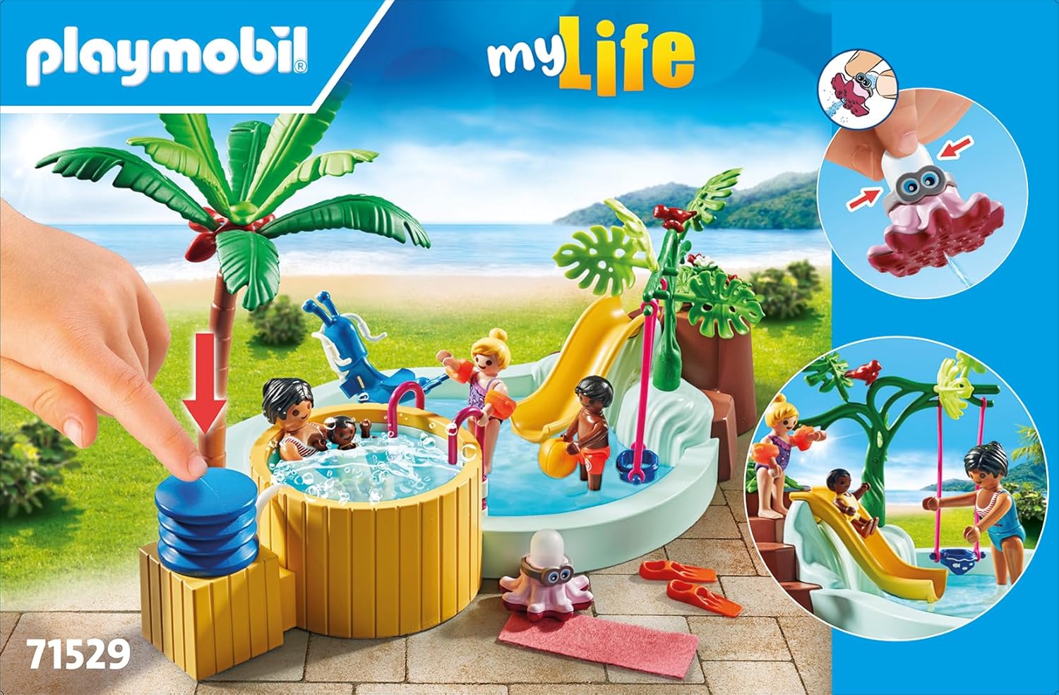 PLAYMOBIL 71529 myLife Promo Pack: Children's pool with whirlpool, Water Fun In The Paddling Pool 4+