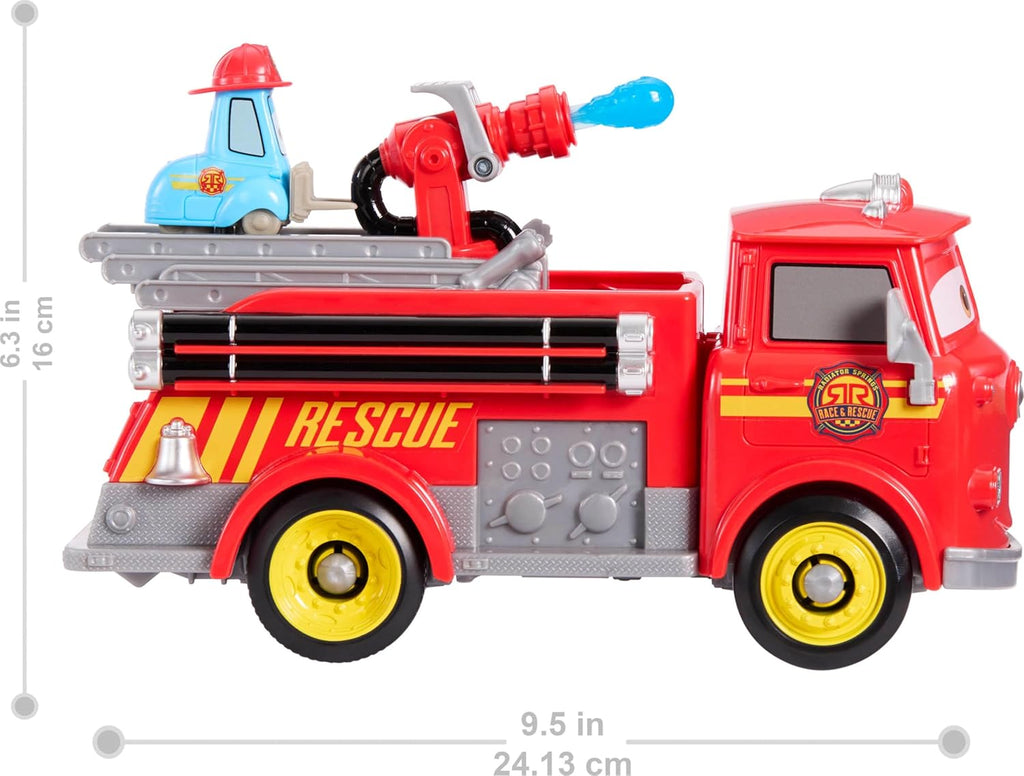 Mattel Disney and Pixar Cars Toy Firetruck, Radiator Springs Race & Rescue Fire Fighting Red & Guido