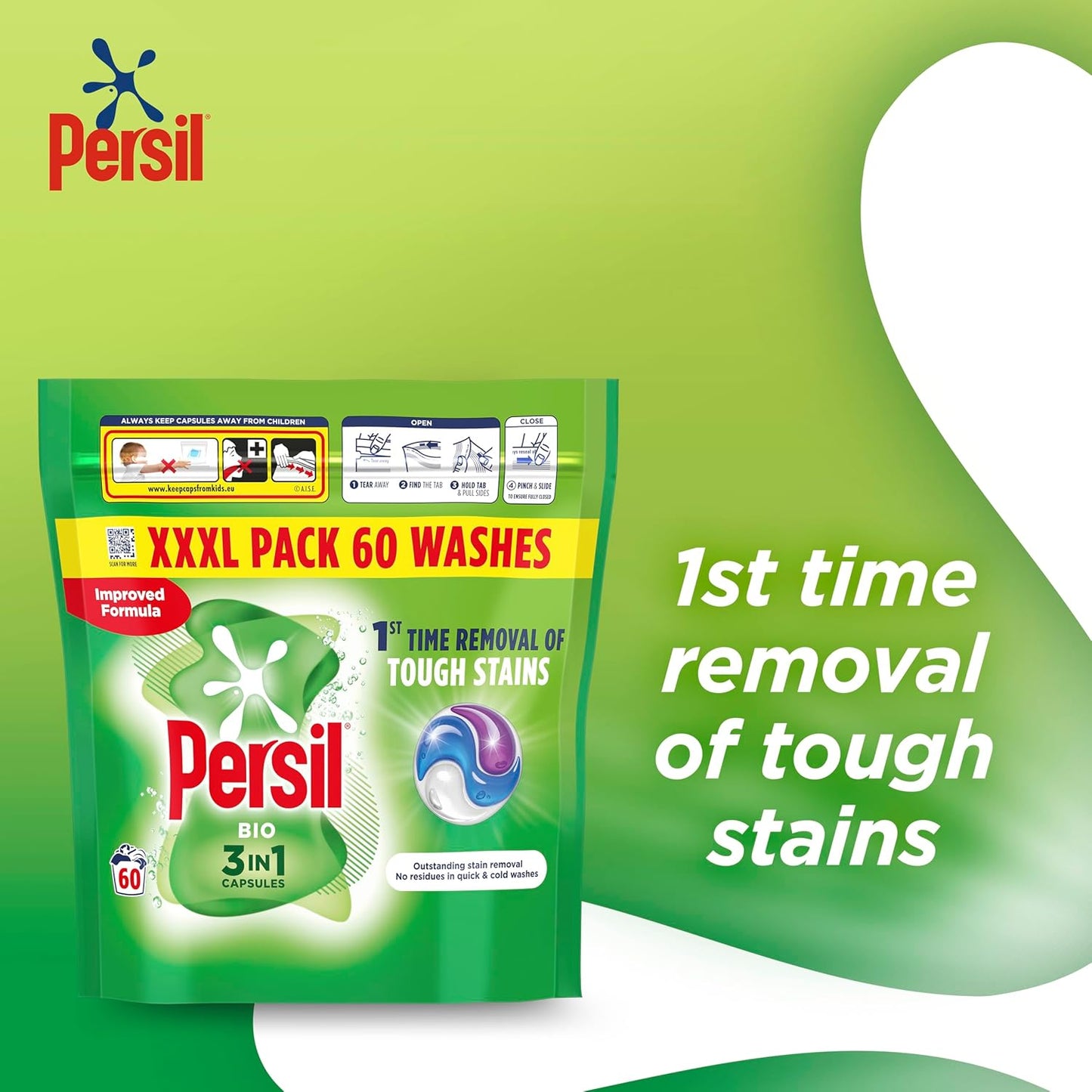 Persil Bio 3 in 1 Washing Capsules 60 Washes