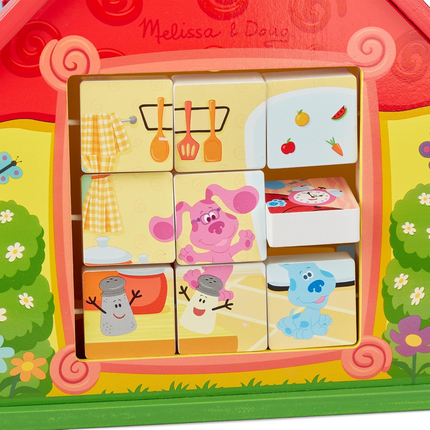 Melissa & Doug Blue's Clues & You! Wooden Take-Along House Shape Sorter 18m+