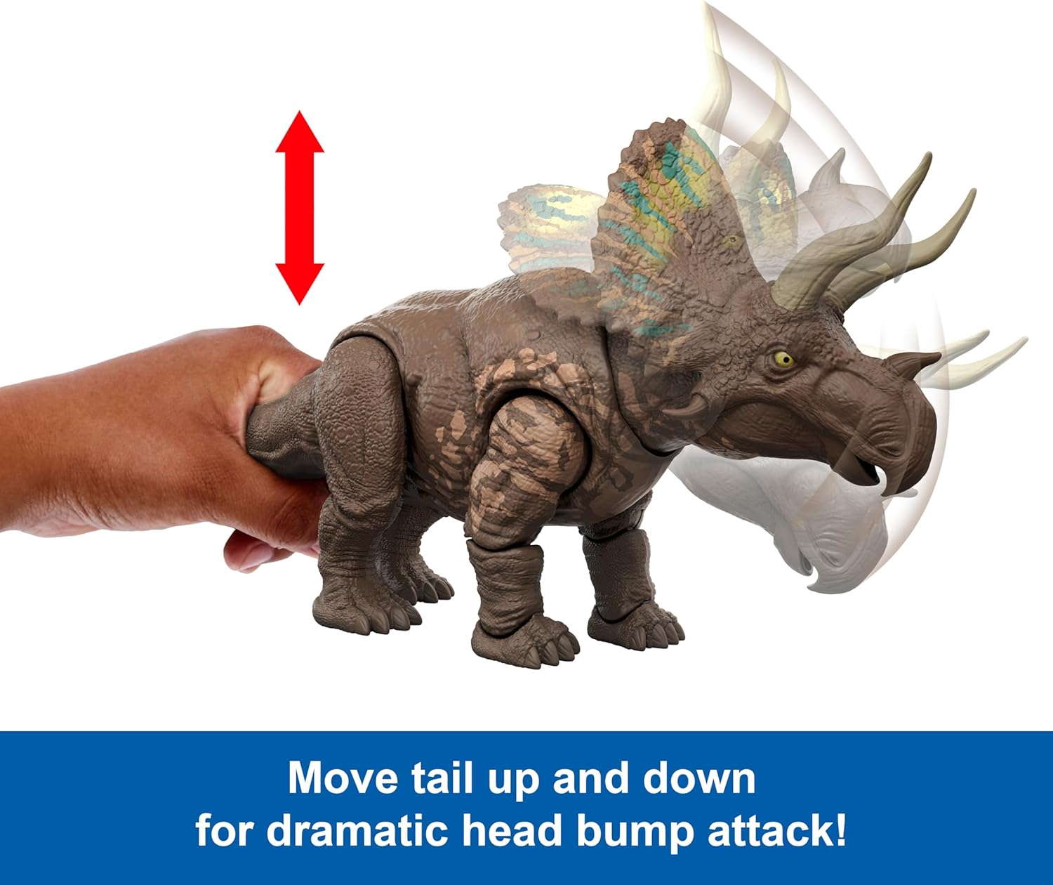 Mattel Jurassic World Rebirth Gigantic Thrashers Eotriceratops Dinosaur Figure Toy