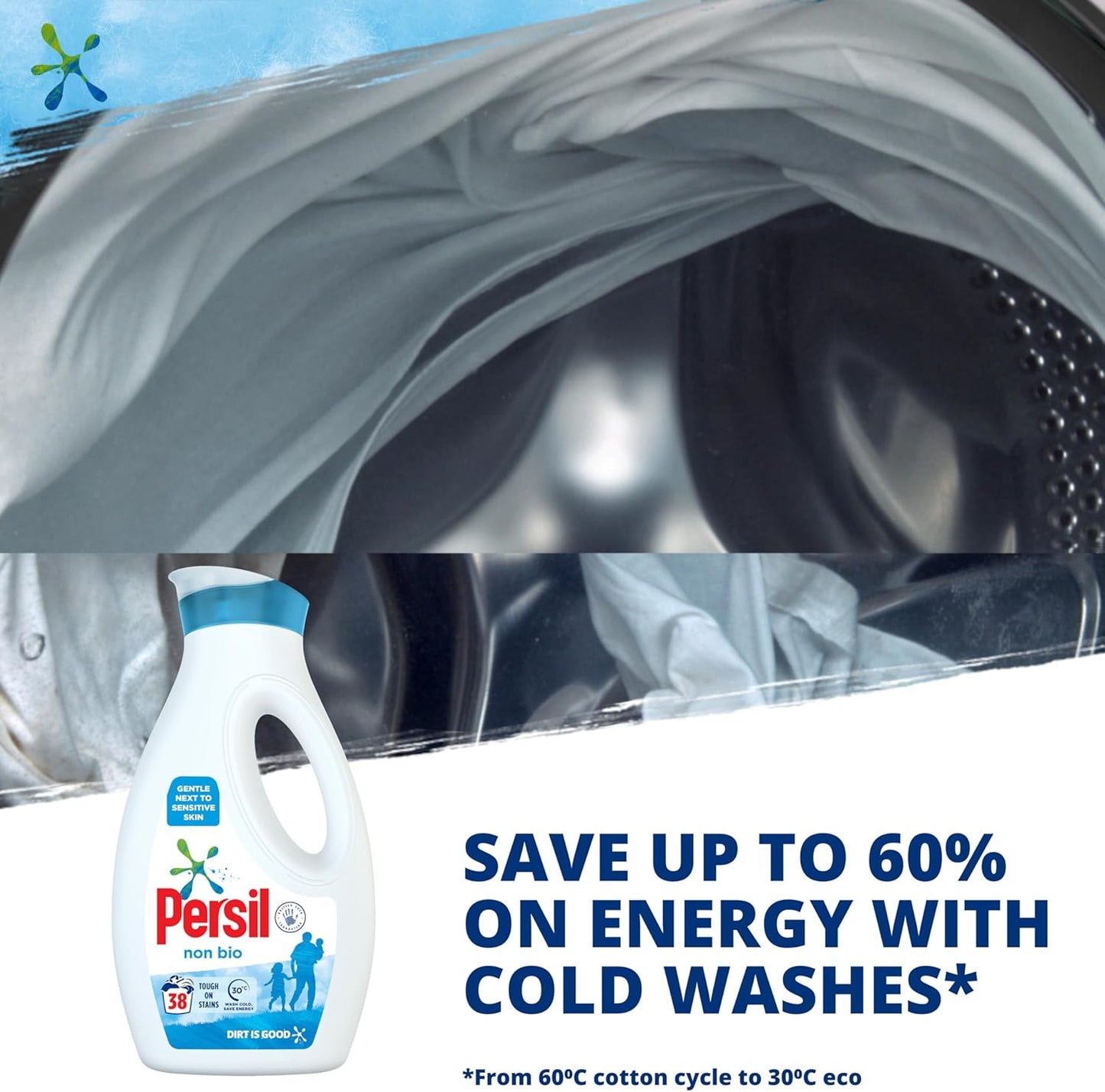 Persil Non Bio Laundry Washing Liquid Detergent 38 Washes 1.026L