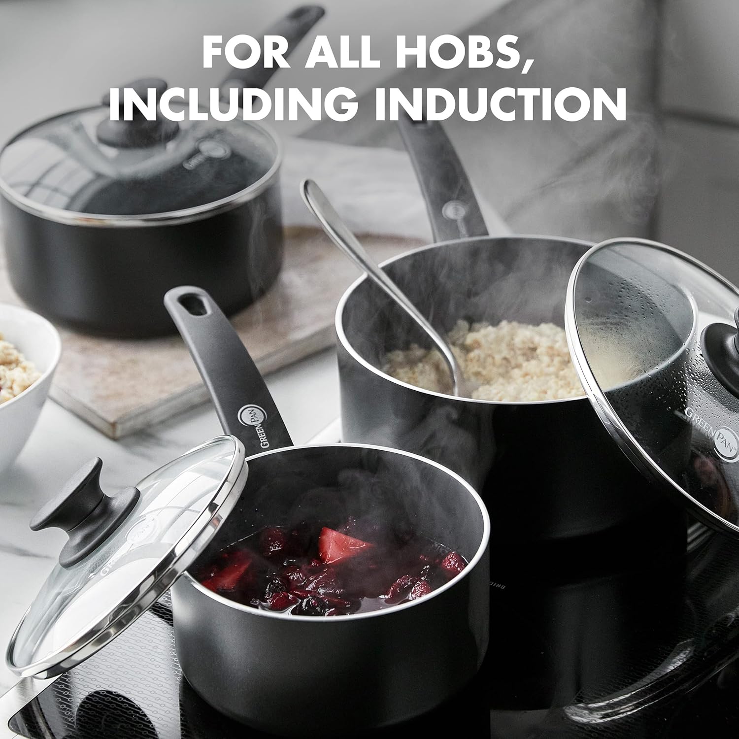 GreenPan Cambridge Healthy Ceramic Non-Stick 6 Piece Saucepan Set With Lids