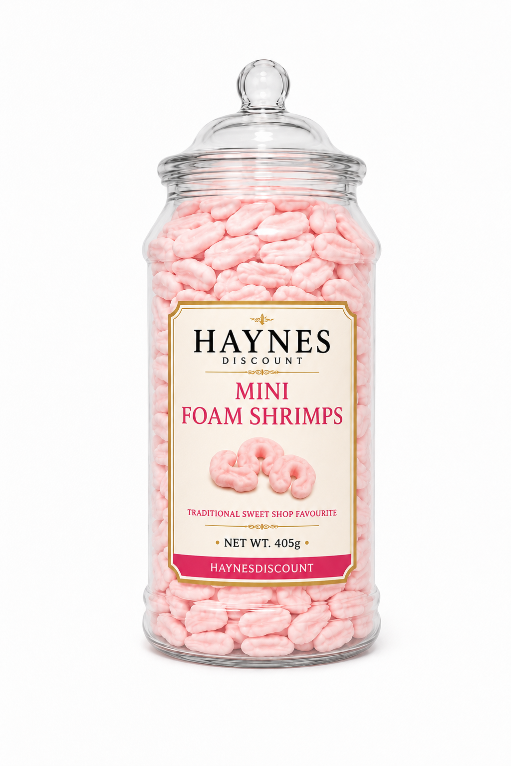 Original Mini Foam Shrimps 405g Retro Sweetie Jar – Pick n Mix Gift Tub