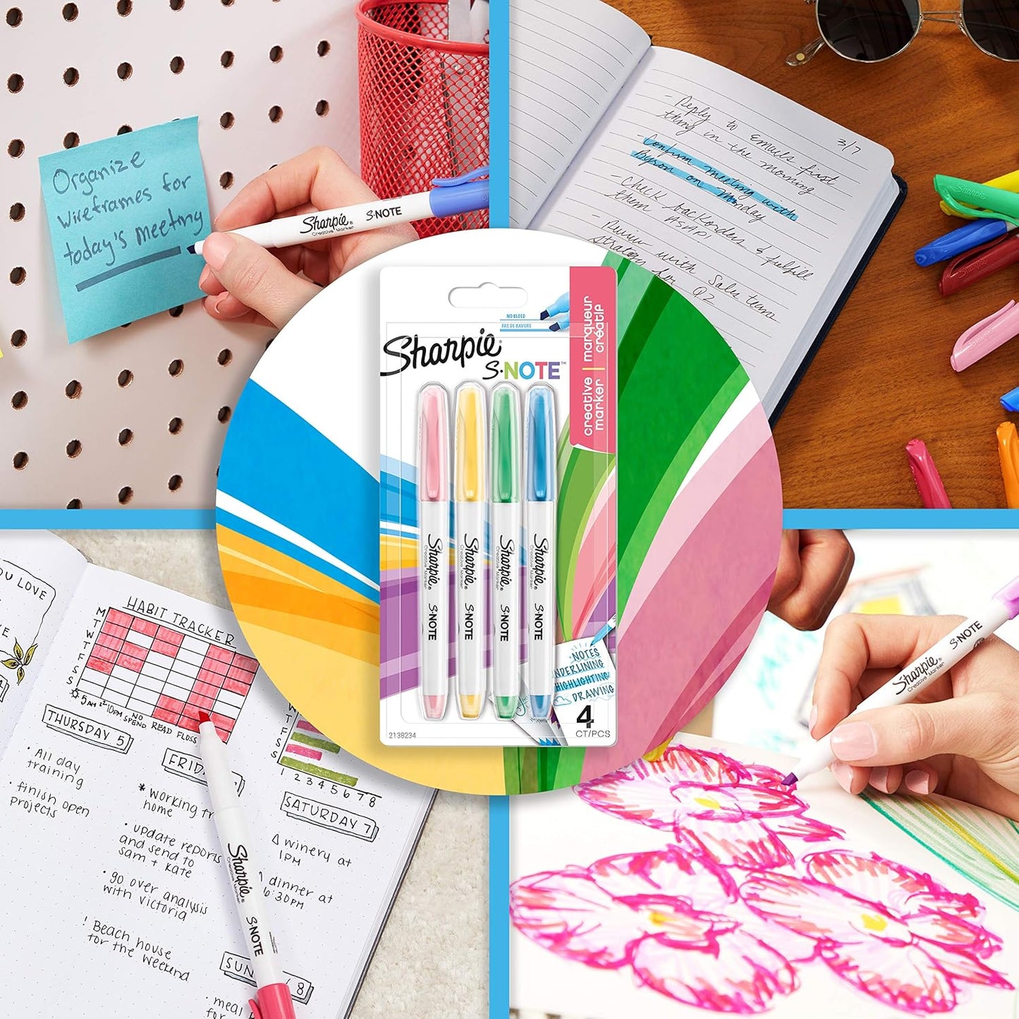 Sharpie S-Note Highlighter Pens 4 Pack