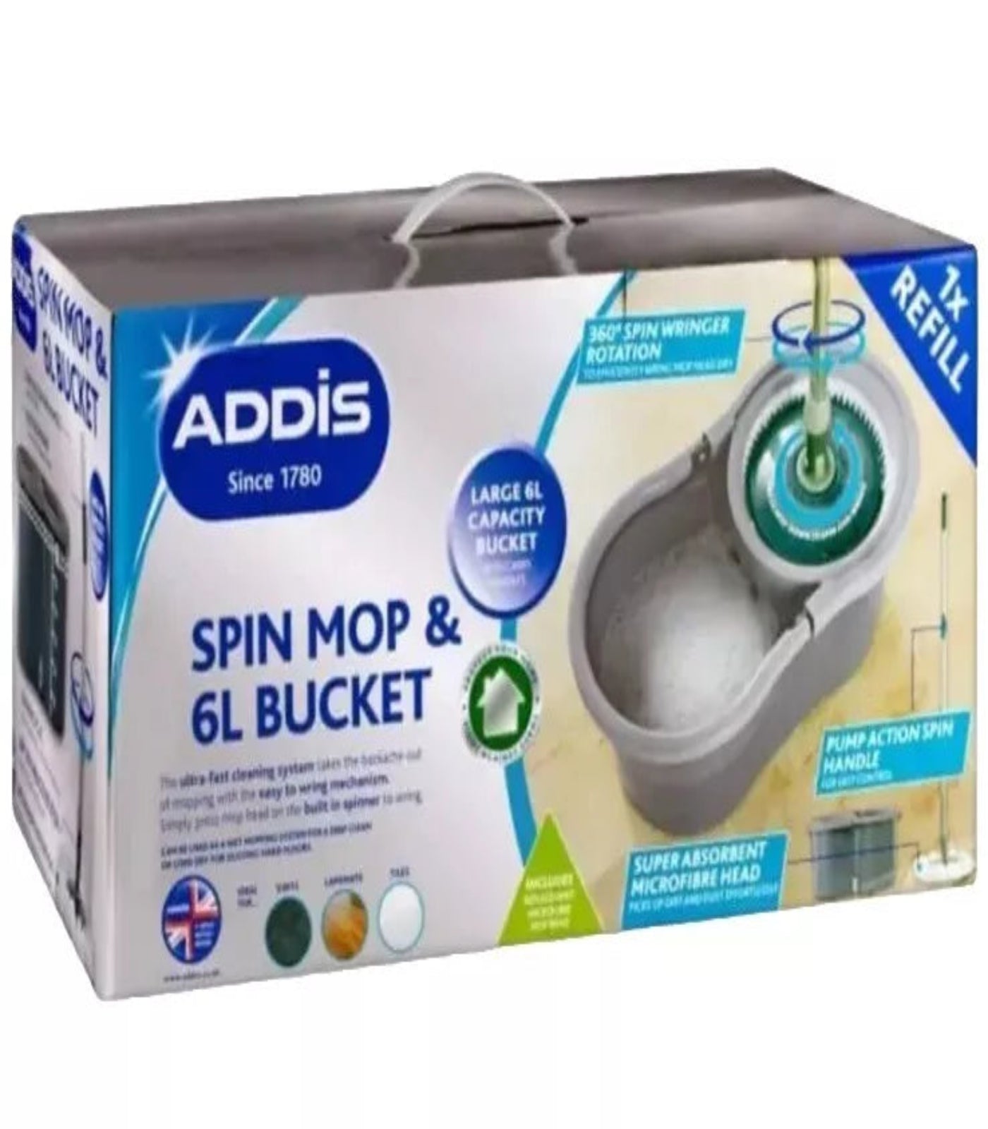 Addis Spin Mop & Large Capacity 6L Bucket