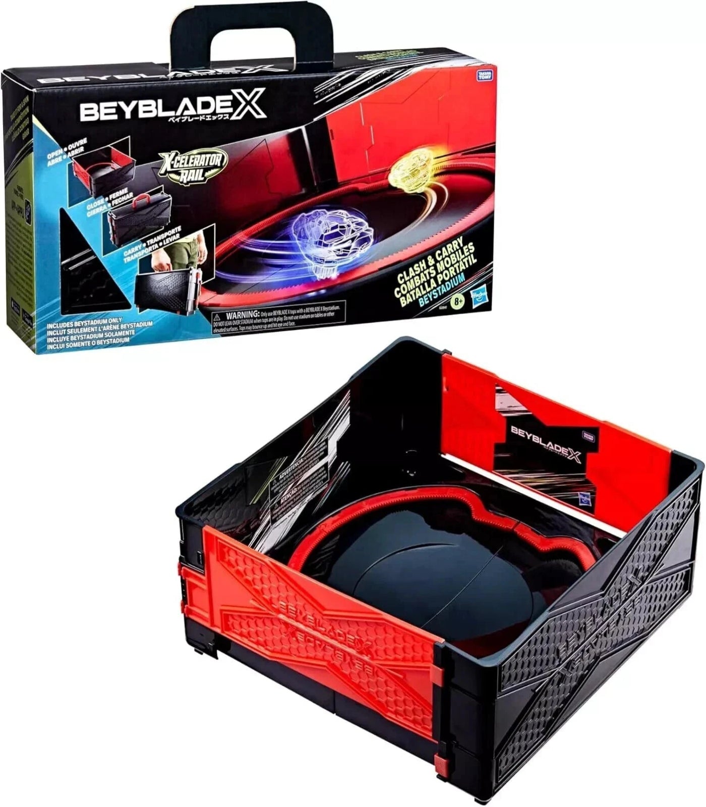 Beyblade X toy set with packaging on a white background