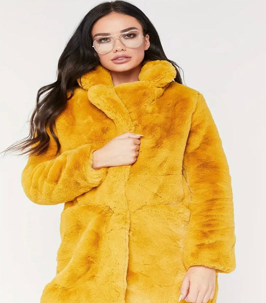 Cozy Faux Fur Long Sleeve Teddy Coat Size XL