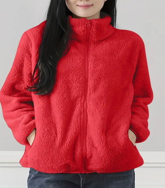 Cozy Polyester Women's Fleece Pullover Jacket Size L (12/14)