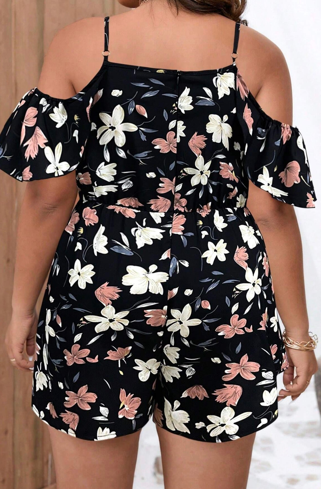 SHEIN Holiday Print Off The Shoulder Romper Size 16 (XL)