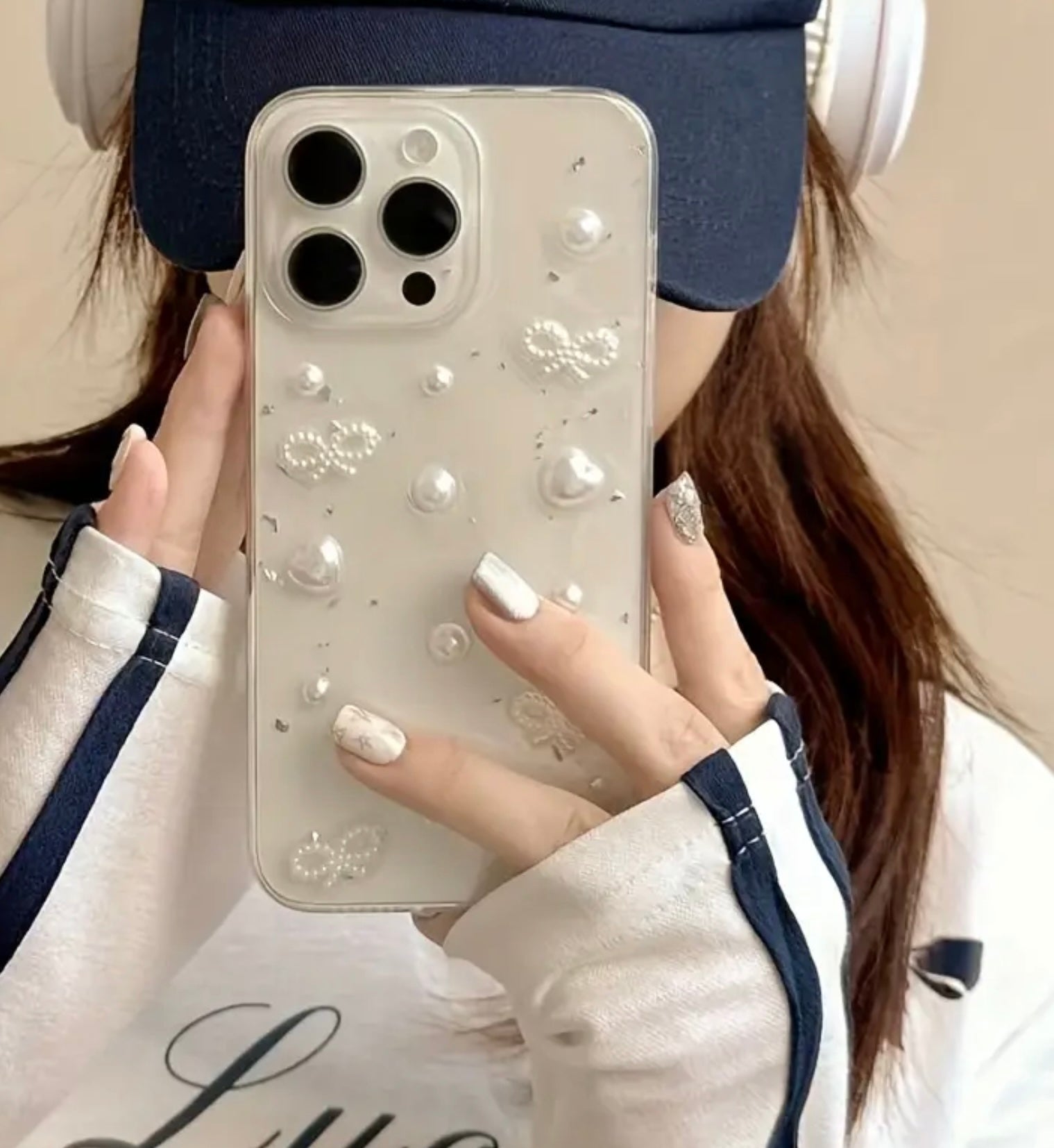 Heart Shaped Pearl Bow iPhone Case - IPhone 13 Mini