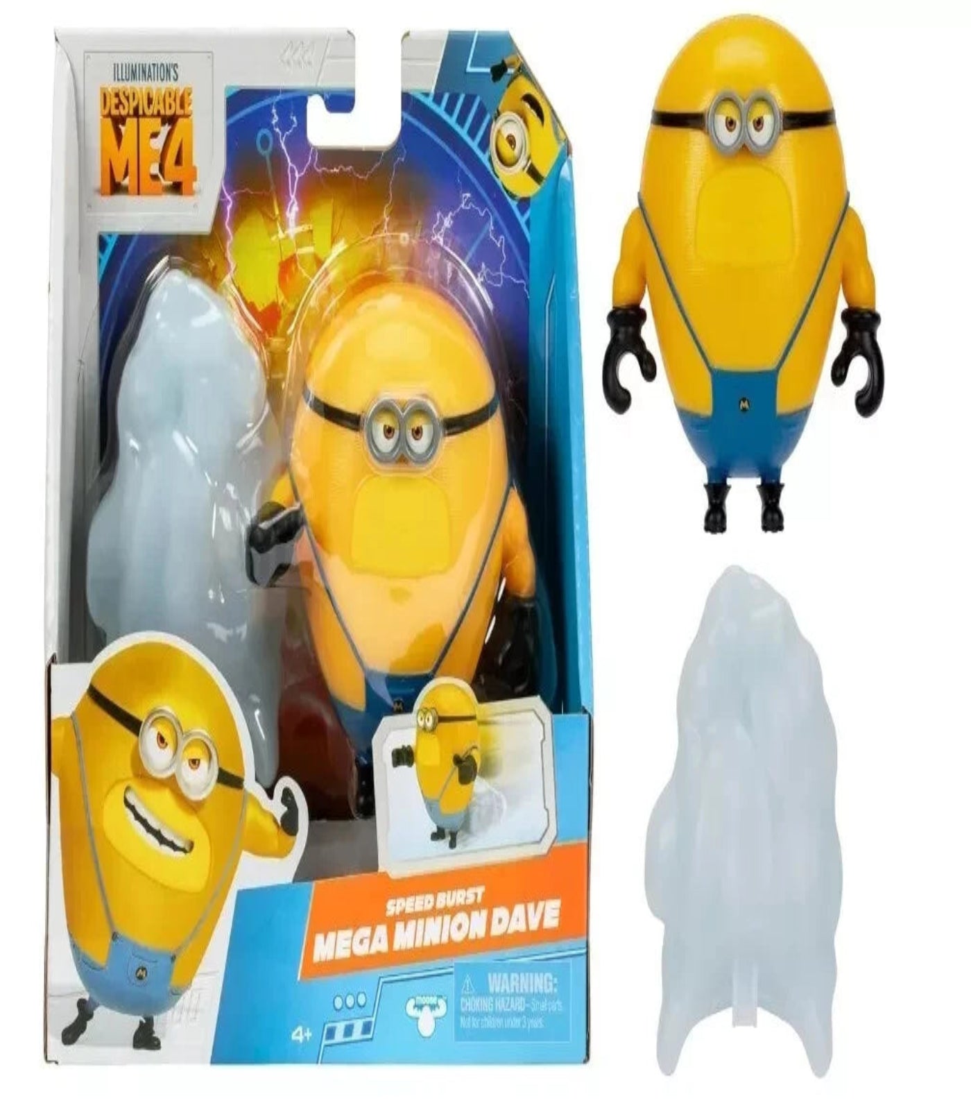 Despicable Me 4 Mega Minion Dave toy figure with packaging and ghost toy on a white background