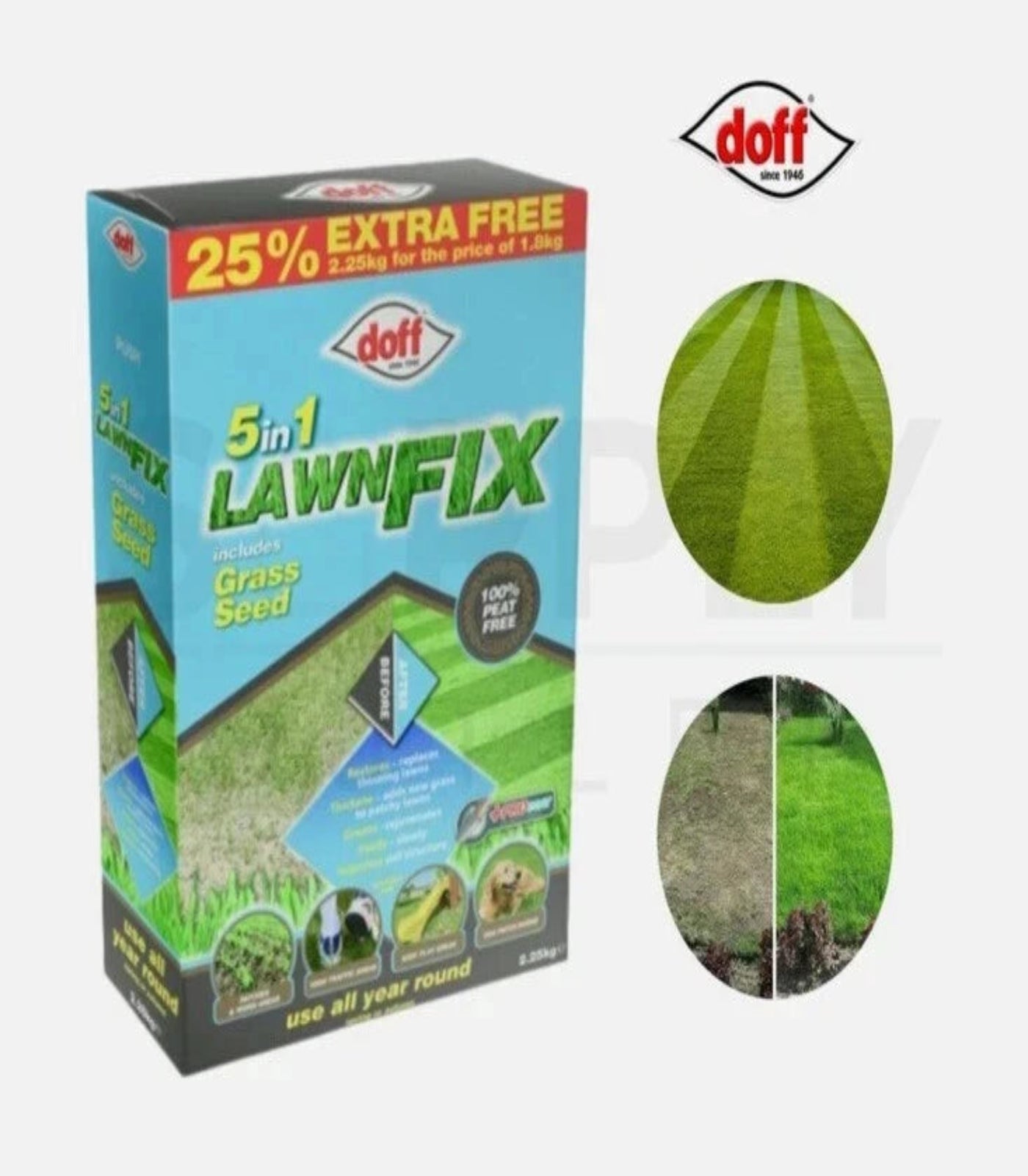 Doff 2.25kg 5-in-1 Lawn Fix & Grass Seed