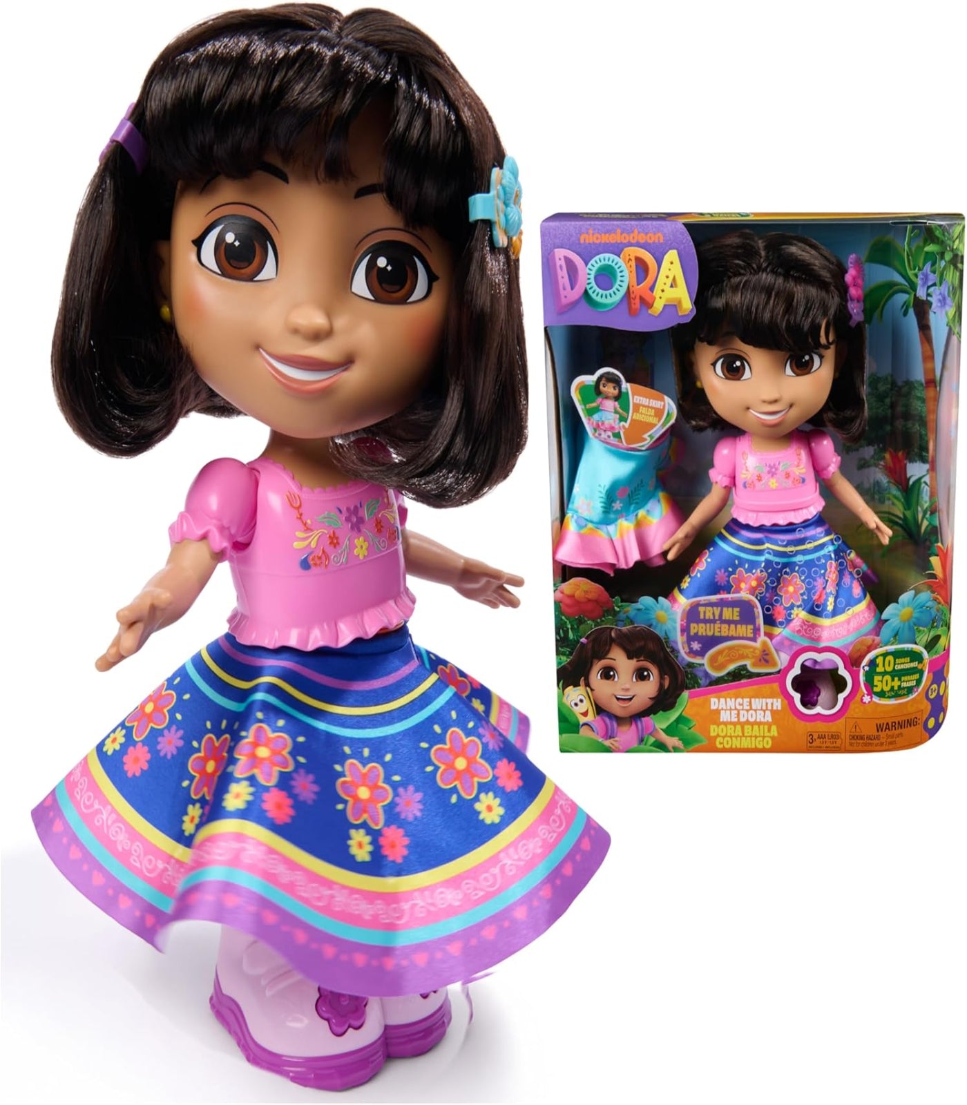 Dora, Dance with Me Dora, Interactive Dancing Doll with 2 Skirts 3+