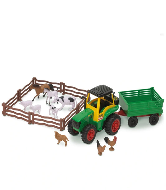 Farm Tractor & Trailer With Farm Animals