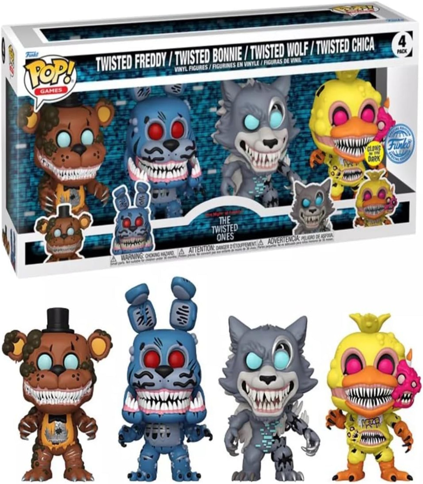 Boxed set of Funko Pop! 'Twisted' figures with characters from a popular franchise.