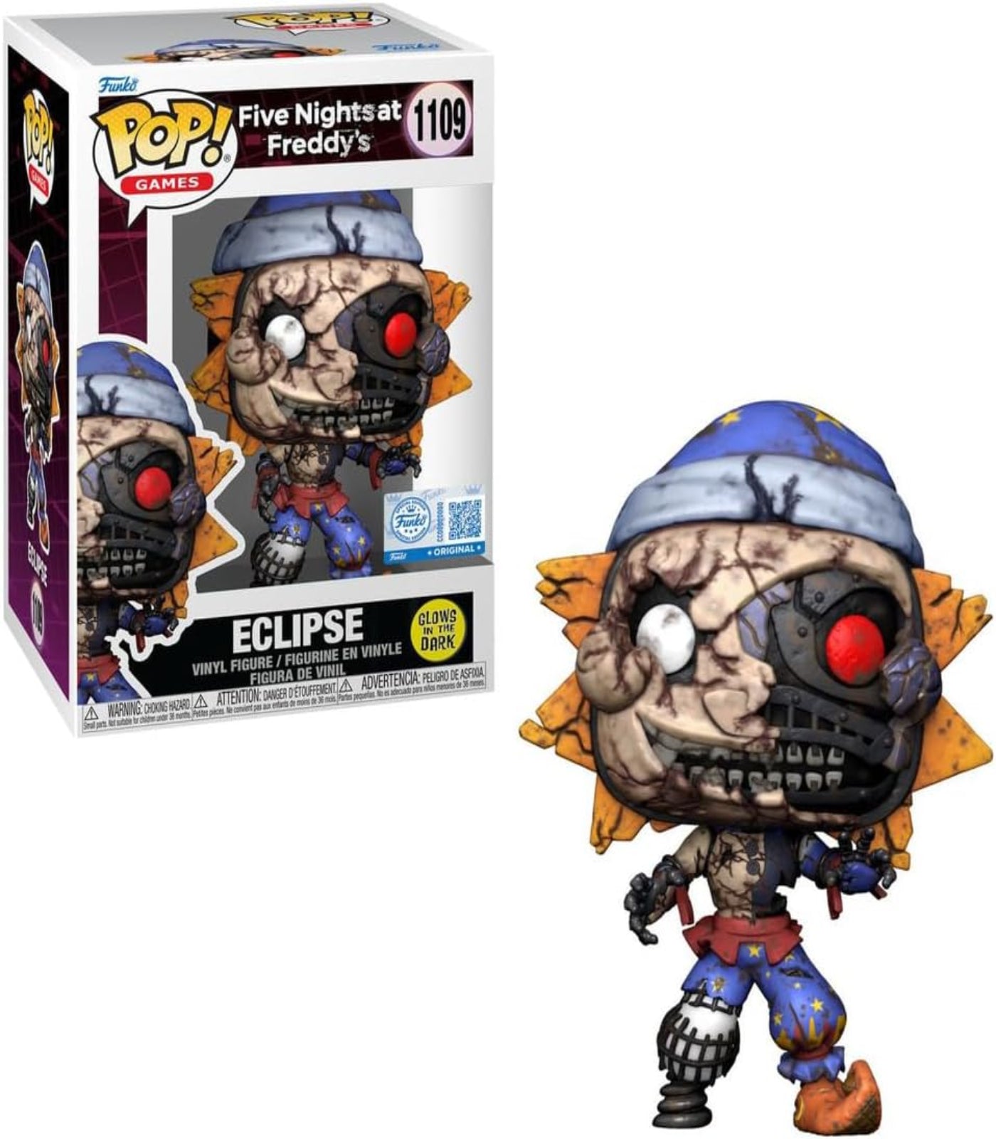 Funko Pop! Games Five Nights at Freddy's: Security Breach Eclipse Vinyl Figure, Glow in The Dark, 4.6 Inches Tall, #1109