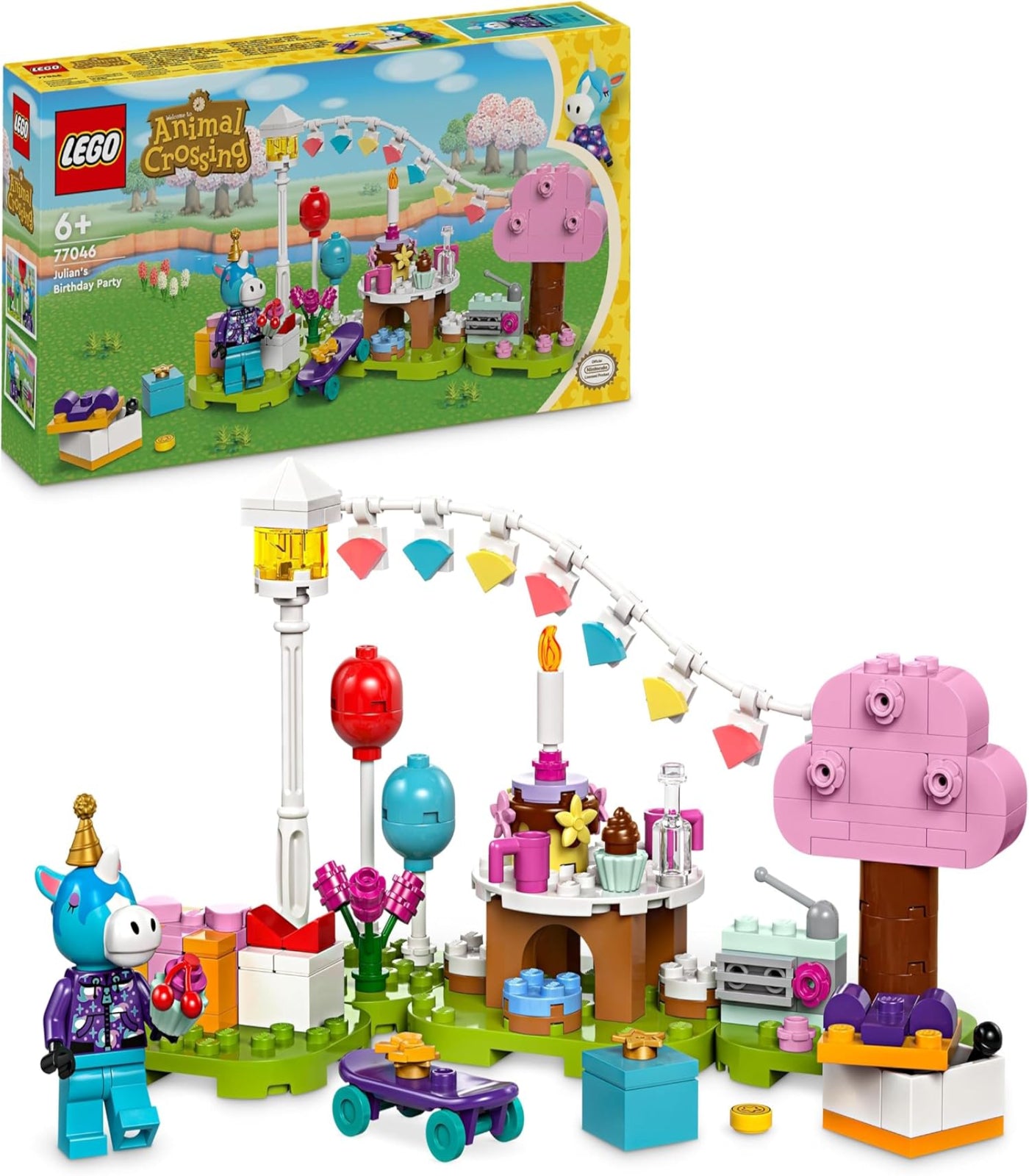 LEGO Animal Crossing Birthday Party set with packaging in the background