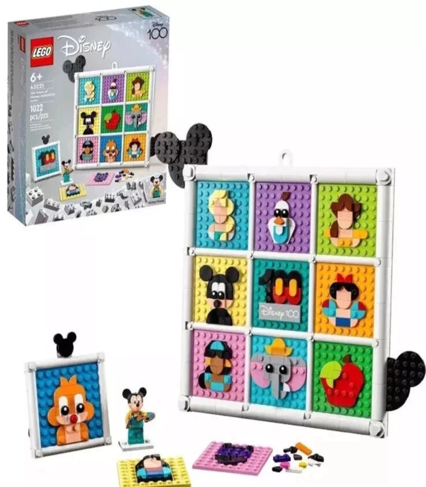 LEGO Disney set with character building pieces on a white background