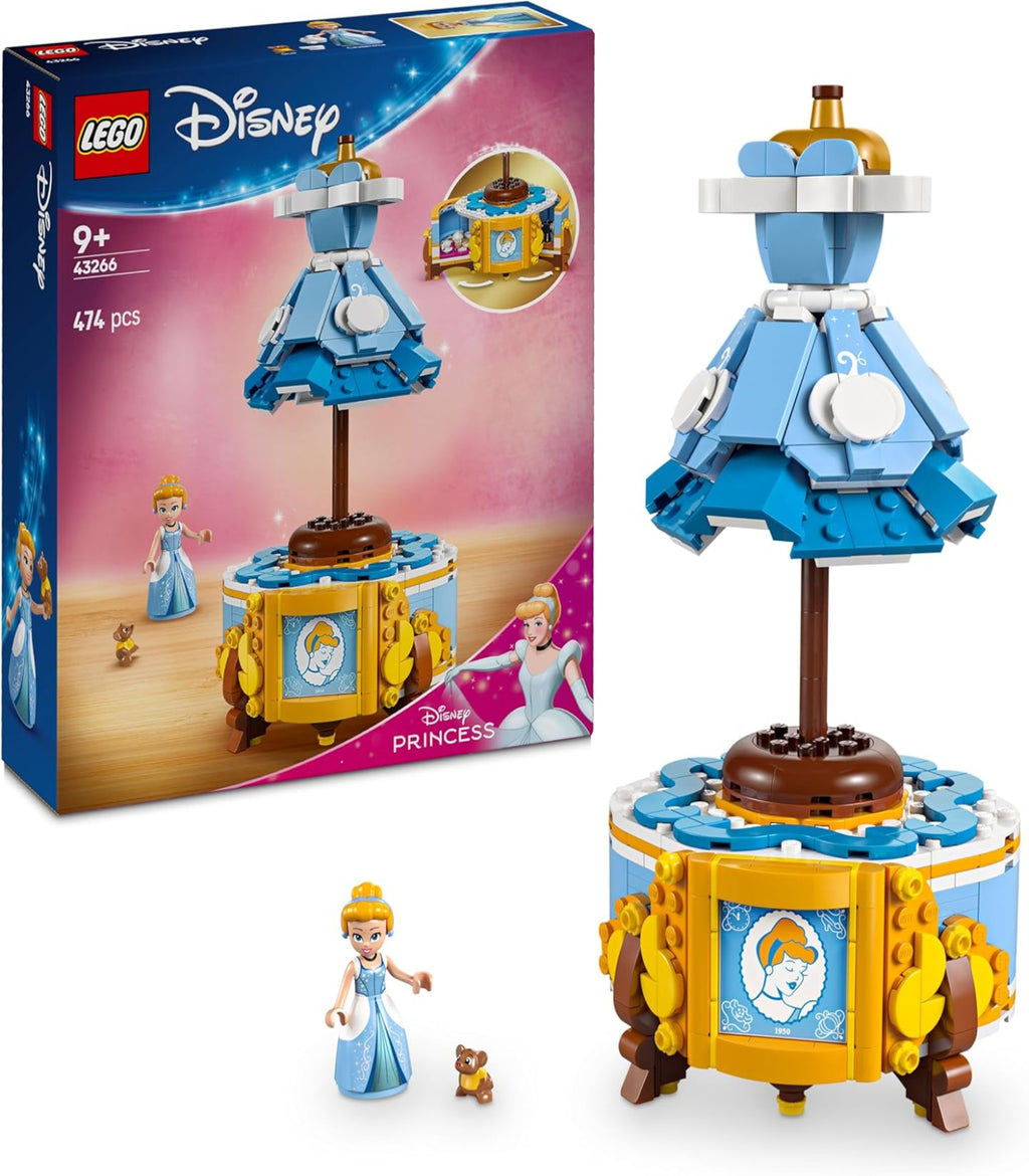 LEGO Disney Princess Cinderella musical box set with packaging and Cinderella figure.