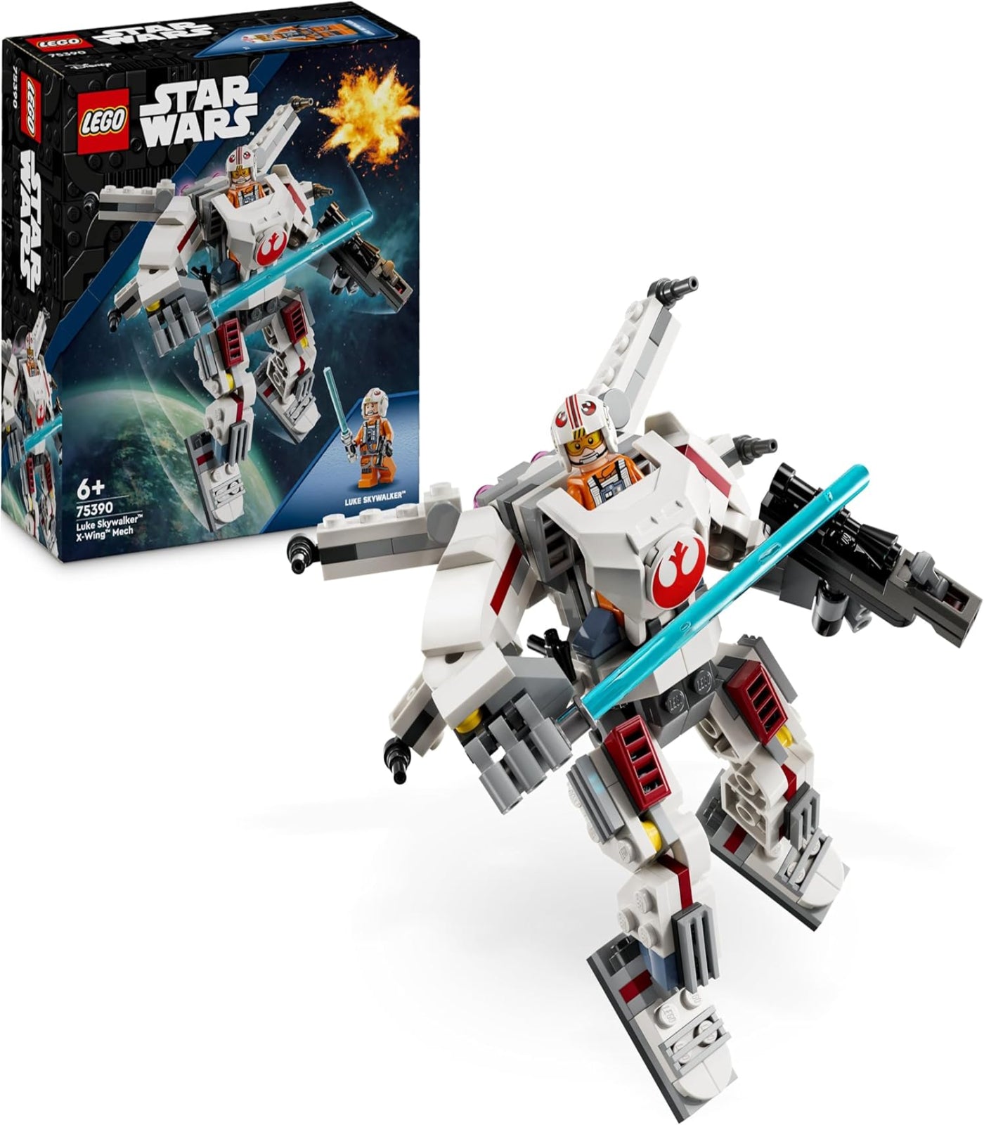 LEGO Star Wars robot model with packaging on a white background