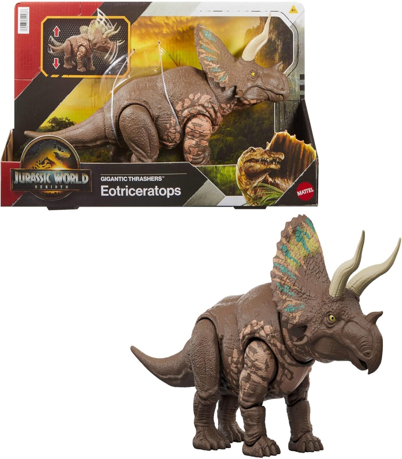 Jurassic World Eotriceratops toy dinosaur figure with packaging