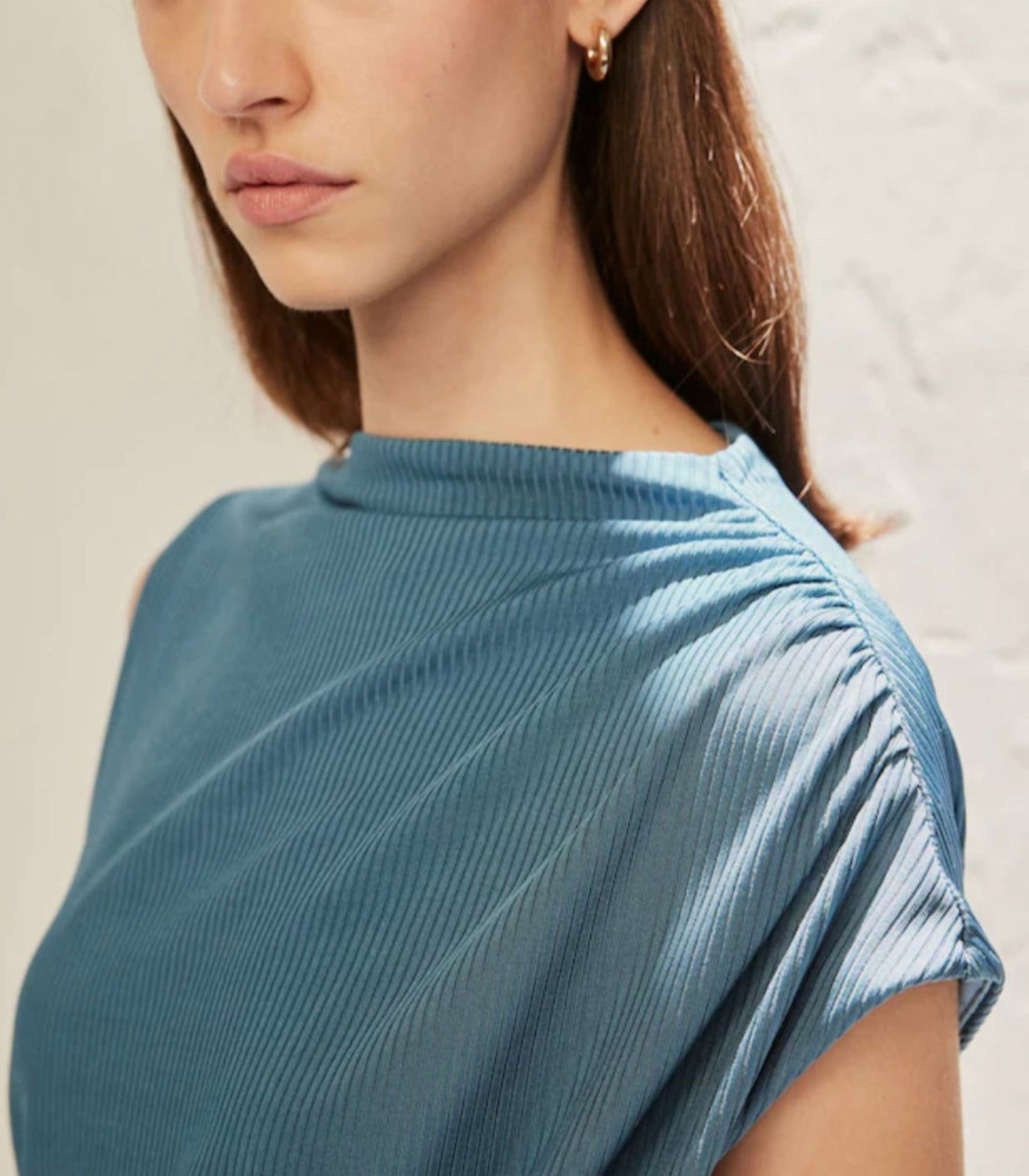 NEXT Teal Blue Premium Asymmetric Drape Top Size 12