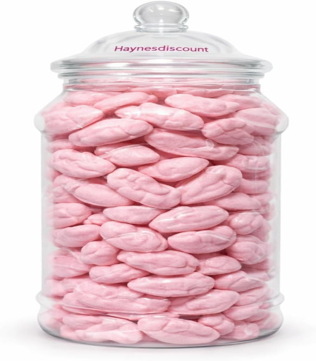 Original Mini Foam Shrimps Sweetie Jar 23cm – Pick n Mix Gift Tub, Pink Foam Shrimps Sweets 405g