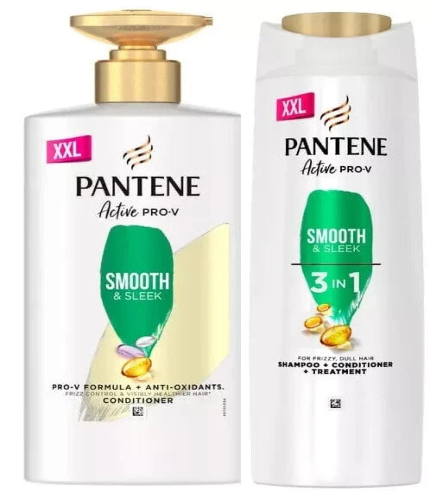 Pantene Active Pro-V Smooth & Sleek 3 In 1 Shampoo 600ml & Hair Conditioner 490m
