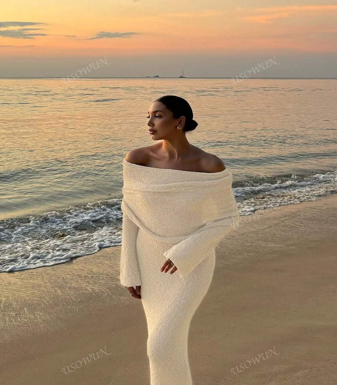 SHEIN Summer Beach Long Sleeve Sheer Dress Size L