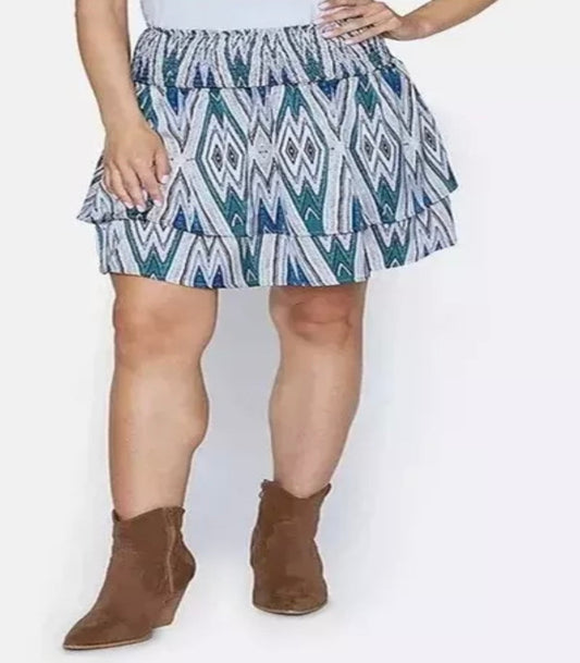 Sisters Point Ethnic Printed Mini Frill Skirt Size L RRP £24