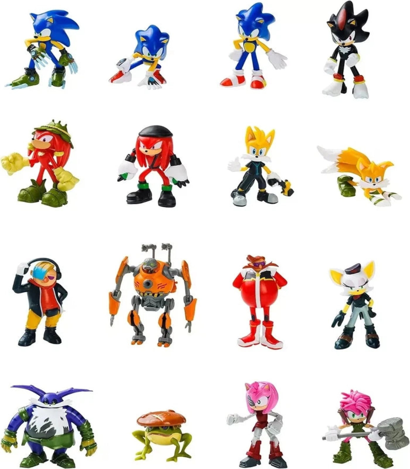 Collection of various action figures on a white background