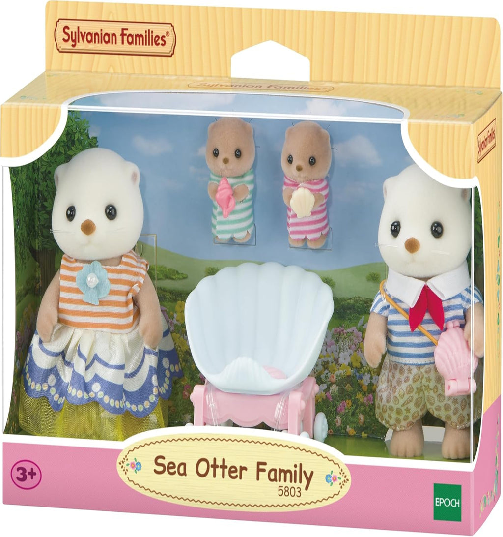 Sylvanian Families Sea Otter Family packaging with figures and accessories.