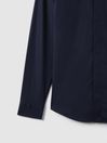 Reiss Kiana Slim Fit Cotton Blend Navy Shirt Size Small RRP £88